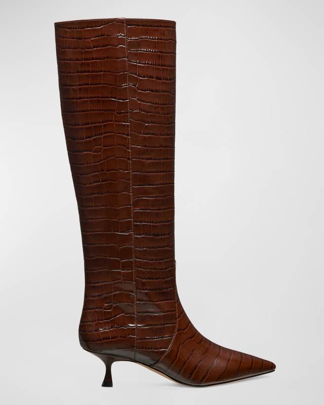 Naomi Tall Croco Kitten Boots
